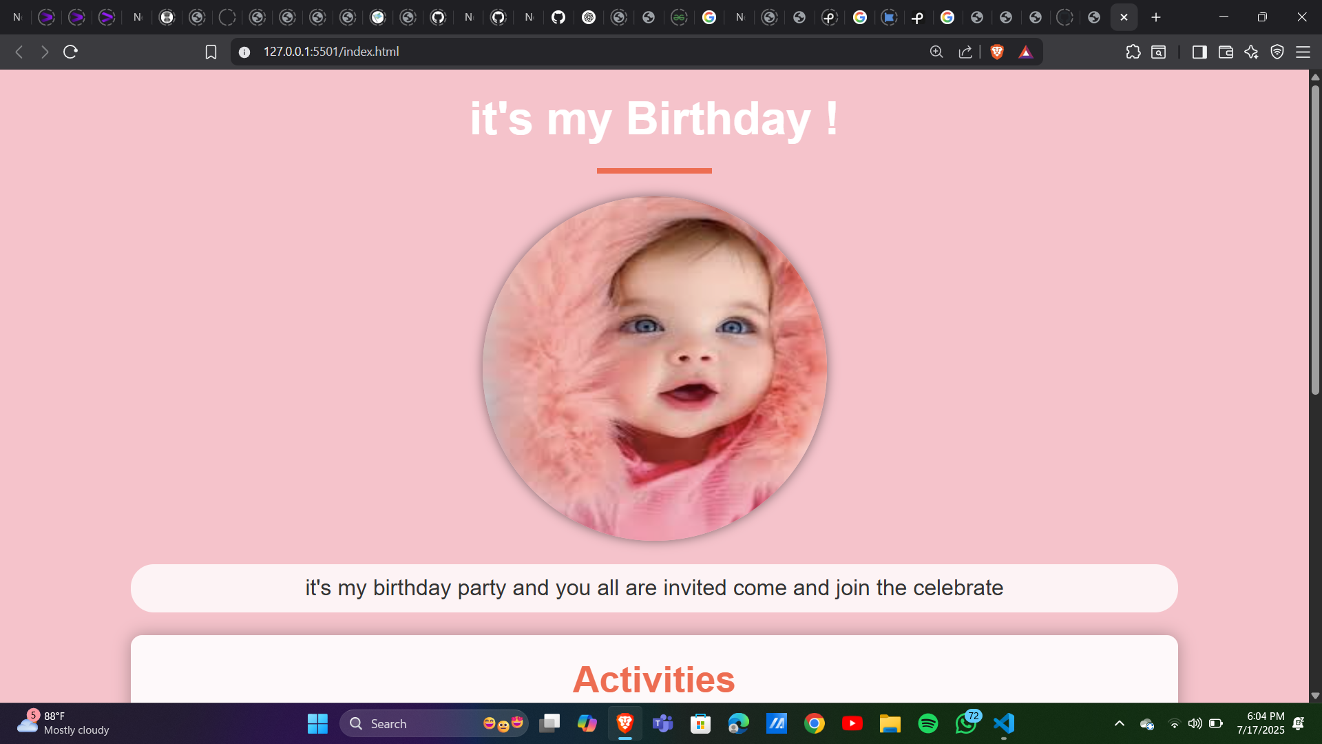 Birthday Invitation card